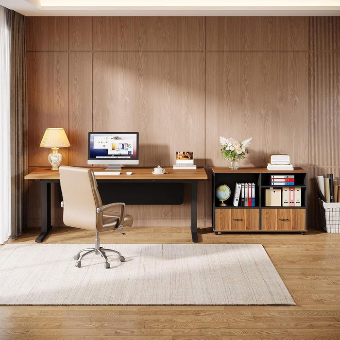 Large L Shaped Executive Desk with File Storage - ShipItFurniture