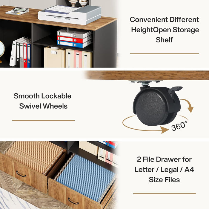 Large L Shaped Executive Desk with File Storage - ShipItFurniture