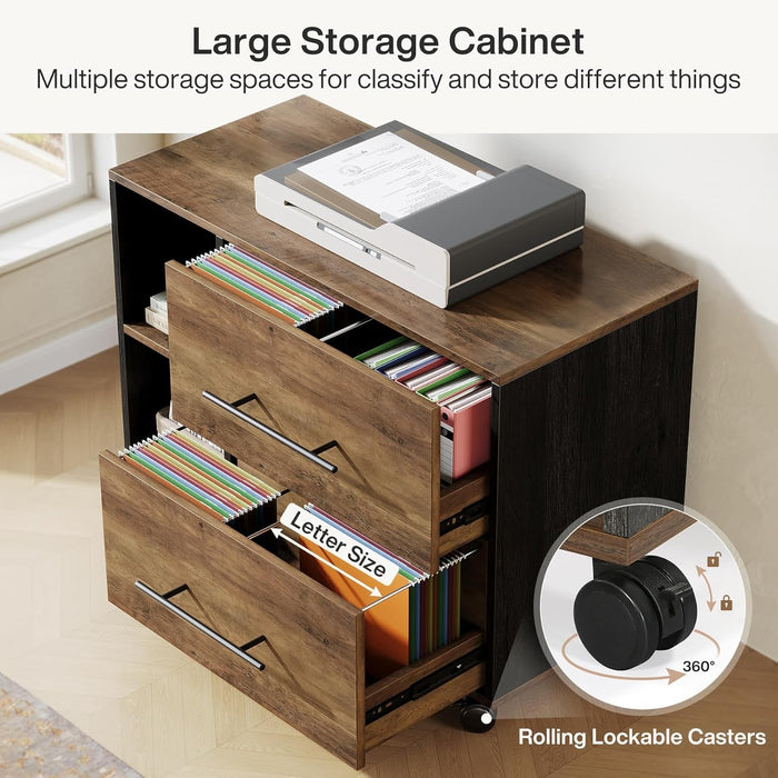 Large L Shaped Executive Desk with Mobile File Cabinet - ShipItFurniture