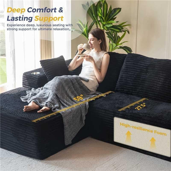Large Modular Sectional Couch with L - Shape Chaise - ShipItFurniture