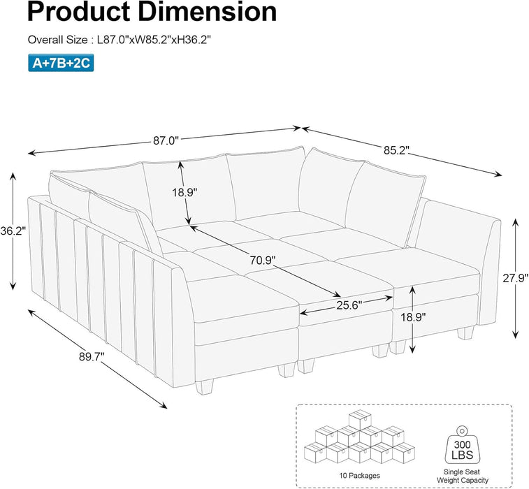 Large Modular Sectional Sofa Bed with Storage Comfort - ShipItFurniture