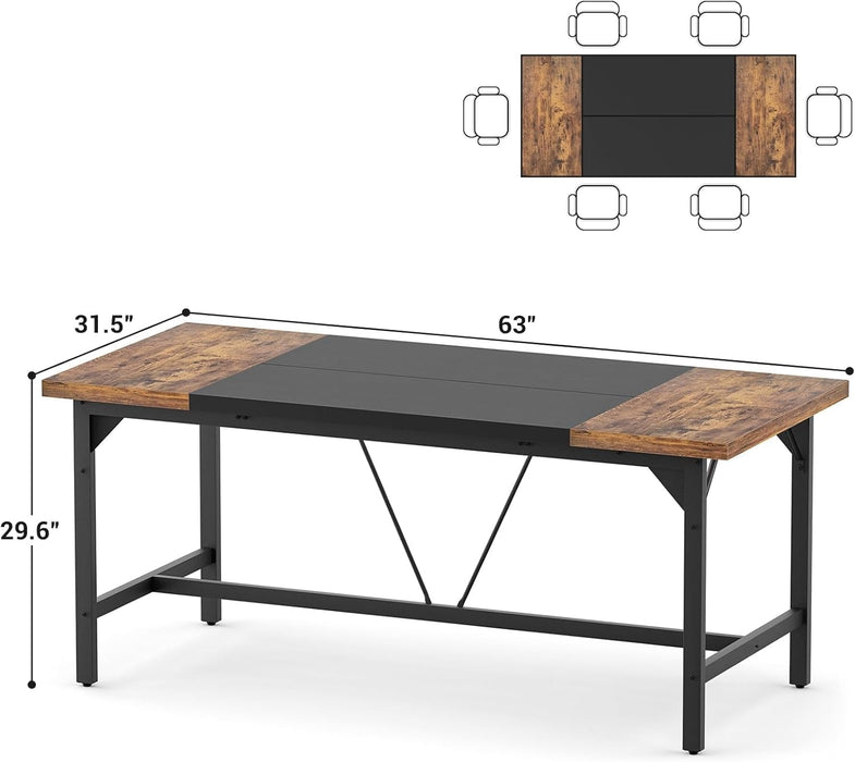 Large Rustic Computer Desk for Home Office Workstation - ShipItFurniture