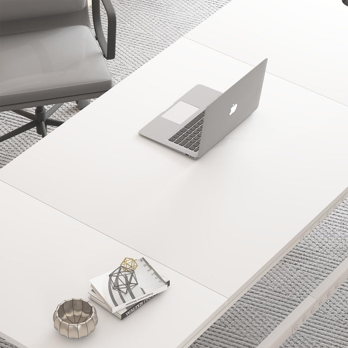 Large White Desk, Wooden and Metal 70 Inch Computer Desk, Modern Extra Long Double Desks for Home Office Executive Writing Study Gaming, Farmhouse 2 Person PC Laptop Table in Bedroom Living Room - ShipItFurniture