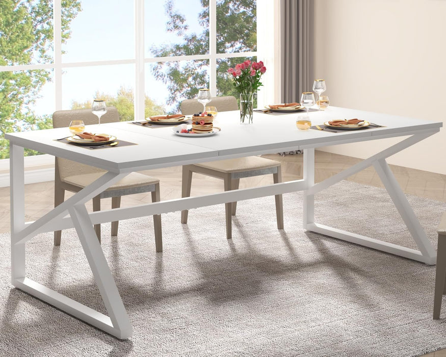 Large White Desk, Wooden and Metal 70 Inch Computer Desk, Modern Extra Long Double Desks for Home Office Executive Writing Study Gaming, Farmhouse 2 Person PC Laptop Table in Bedroom Living Room - ShipItFurniture