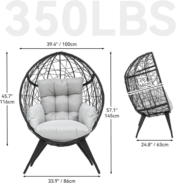 Large Wicker Egg Chair With Stand For Indoor Outdoor - ShipItFurniture