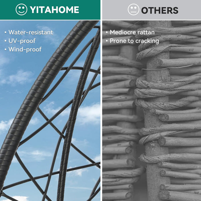 Large Wicker Egg Chair With Stand For Indoor Outdoor - ShipItFurniture