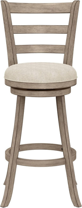 Laymon Modern Wood Bar Height Swivel Stool, Gray Brown - ShipItFurniture