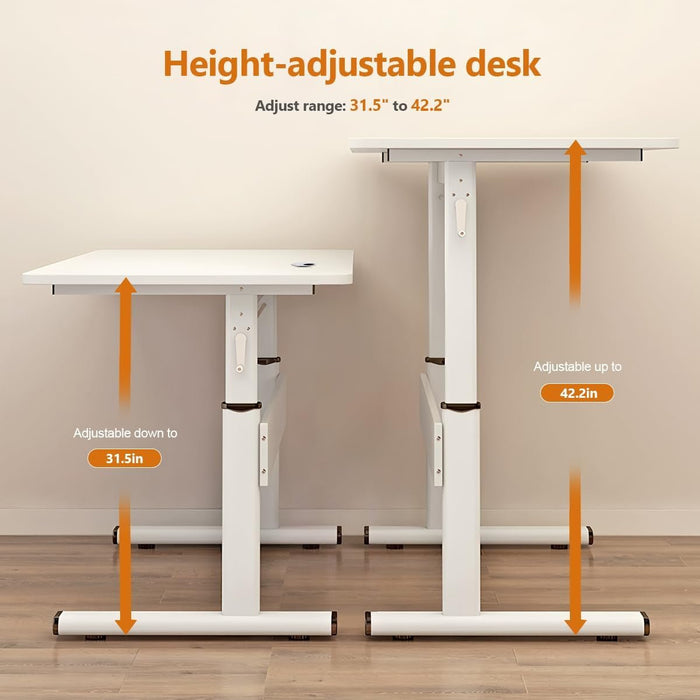 Manual Standing Desk, Adjustable Height Desk, Stand up Computer Table for Home Office, Bedroom - ShipItFurniture