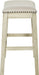Metro 24 - Inch Counter Height Saddle Stool with Nailhead Trim 2 - Pack, Antique White Base with Beige Fabric - ShipItFurniture