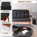 Mid Century Modern Black Leather Loveseat Sofa Couch - ShipItFurniture