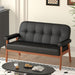 Mid Century Modern Black Leather Loveseat Sofa Couch - ShipItFurniture
