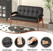 Mid Century Modern Black Leather Loveseat Sofa Couch - ShipItFurniture