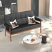 Mid Century Modern Black Leather Loveseat Sofa Couch - ShipItFurniture