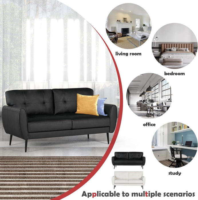 Mid Century Modern Black Loveseat Sofa for Small Spaces - ShipItFurniture