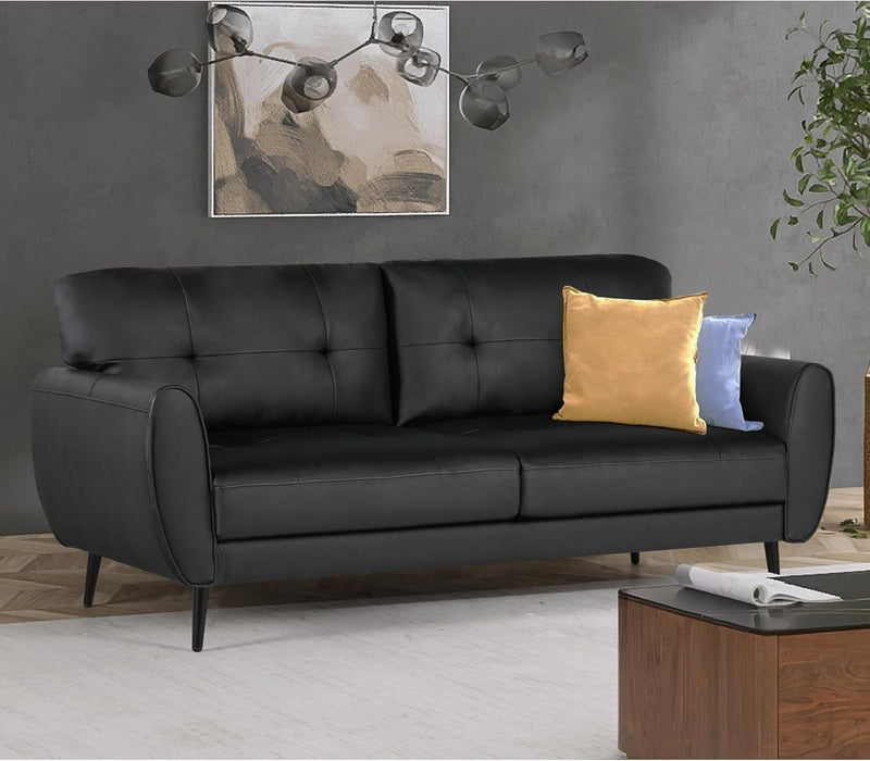 Mid Century Modern Black Loveseat Sofa for Small Spaces - ShipItFurniture