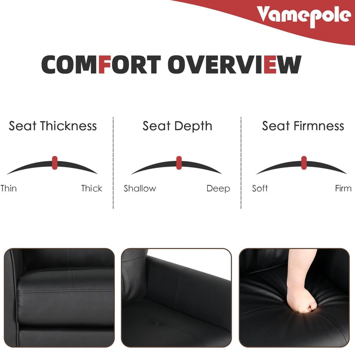 Mid Century Modern Black Loveseat Sofa for Small Spaces - ShipItFurniture