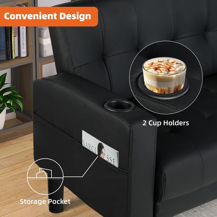 Mid - Century Modern Loveseat with USB Ports and Cup Holders - ShipItFurniture