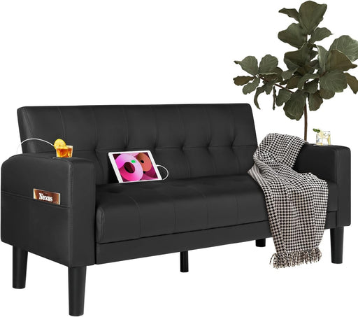 Mid - Century Modern Loveseat with USB Ports and Cup Holders - ShipItFurniture