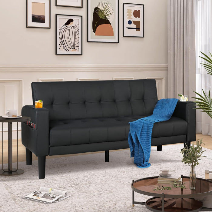 Mid - Century Modern Loveseat with USB Ports and Cup Holders - ShipItFurniture