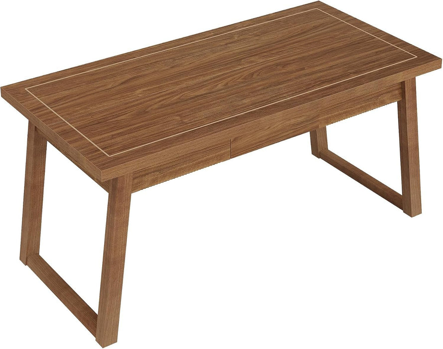 Mid - Century Modern Wooden Desk with Drawer and Stability - ShipItFurniture