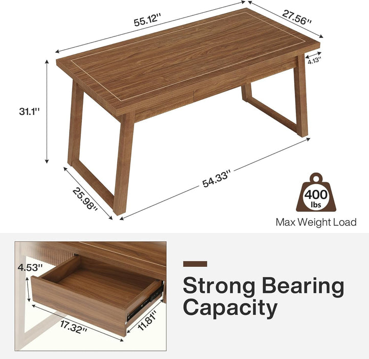 Mid - Century Modern Wooden Desk with Drawer and Stability - ShipItFurniture