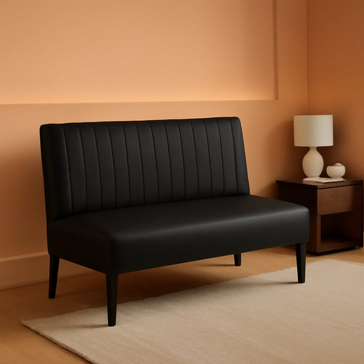 Mini Black Leather Loveseat Sofa with USB Ports - ShipItFurniture
