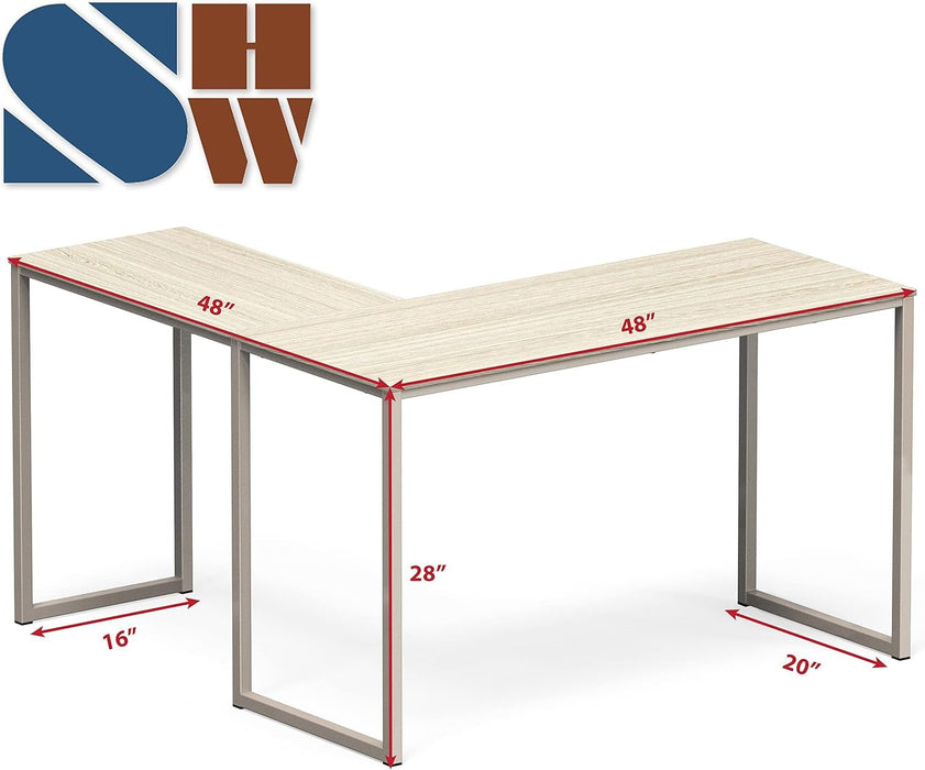 Mission 48 X 48 Inches L - Shape Home Office Computer Desk, Maple - ShipItFurniture