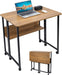 Mobile Foldable Desk W/ 6 Wheels,Portable Rolling Small Computer Desk W/Storage Shelves, Folding Desks for Small Spaces, Computer Table for Home Office Bedroom Living Room - Brown - ShipItFurniture