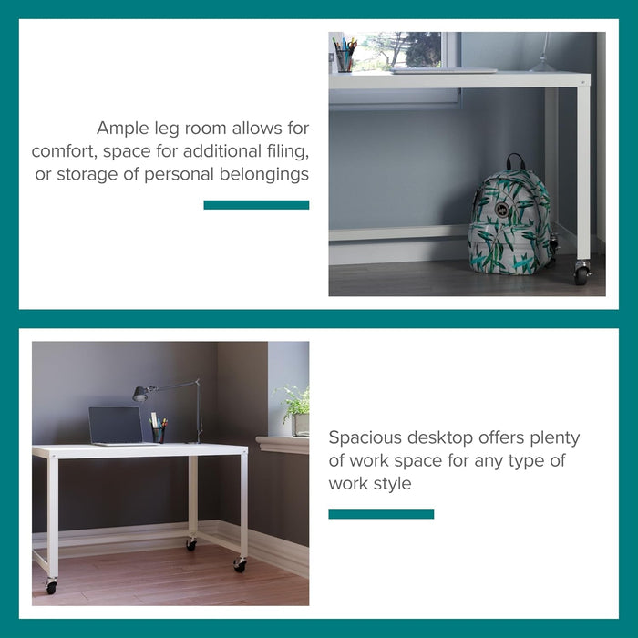 Mobile Metal Desk Workstation with Wheels and Durability - ShipItFurniture