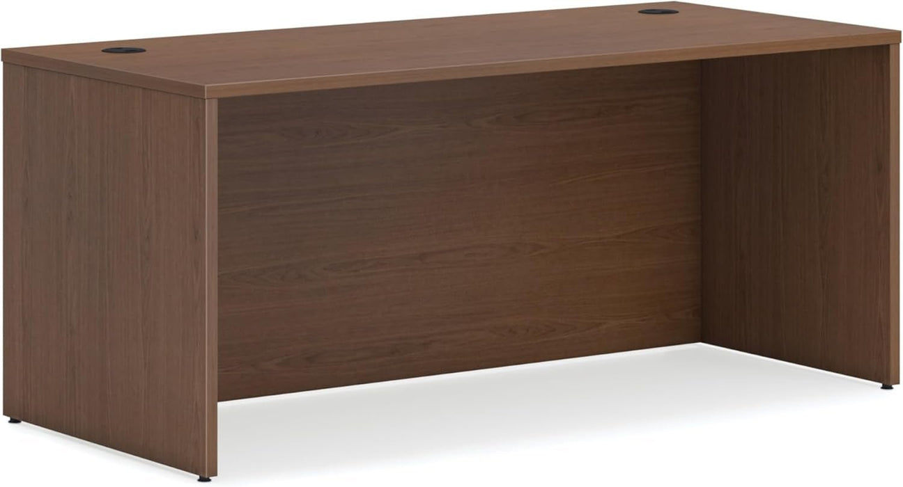 MOD Executive Desk 66 - Inch Large Computer Desk Shell, Thick Wooden Laminate, Modern Table with Cord Management, 66" W X 30" D X 29" H, Walnut - ShipItFurniture
