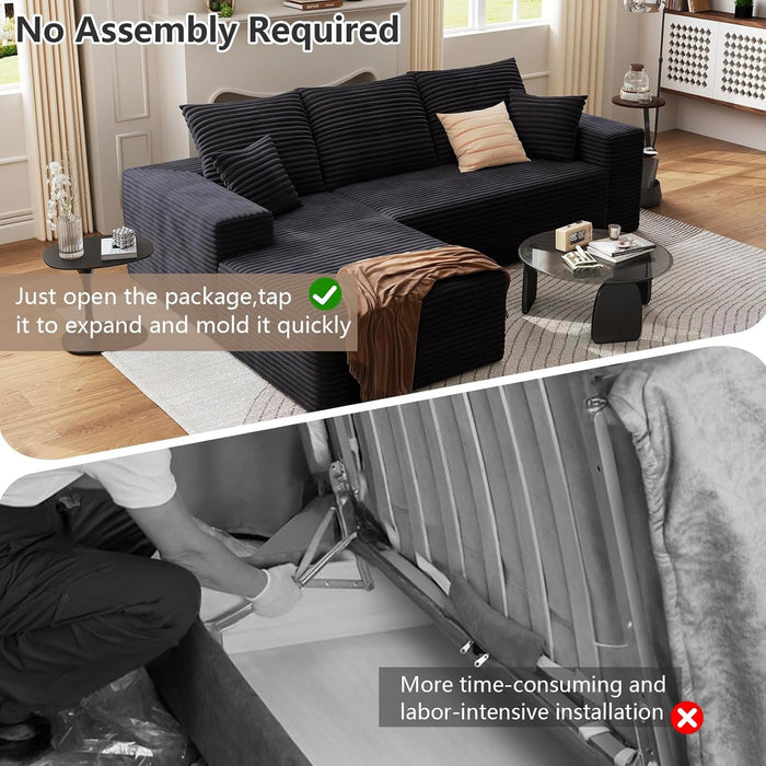 Modern 107 Inch Cloud Sectional Couch with Chaise - ShipItFurniture