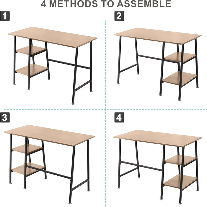 Modern 43 Inch Computer Desk with Adjustable Storage Shelves - ShipItFurniture