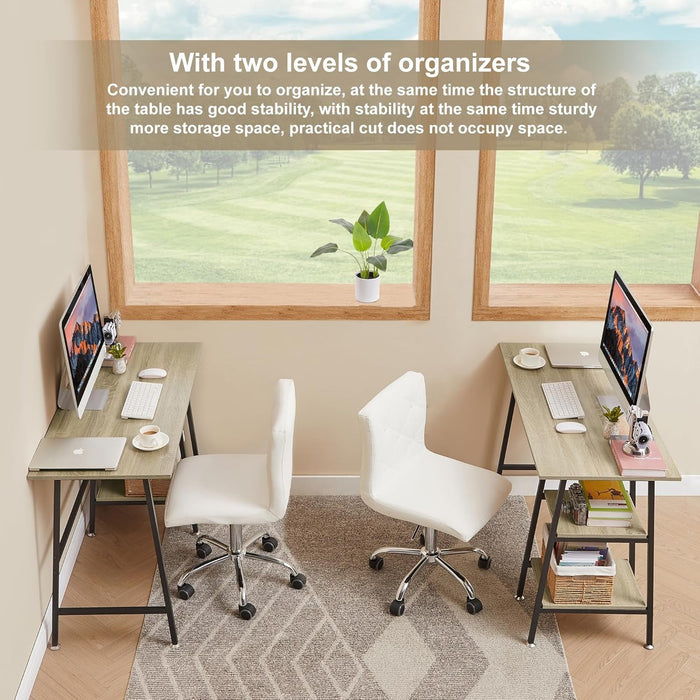 Modern 43 Inch Computer Desk with Adjustable Storage Shelves - ShipItFurniture