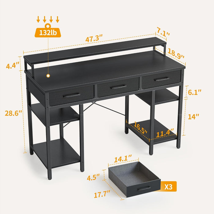 Modern 47 Inch Computer Desk With Storage And Drawers - ShipItFurniture