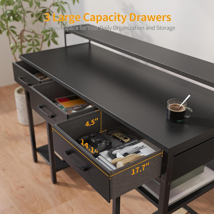 Modern 47 Inch Computer Desk With Storage And Drawers - ShipItFurniture