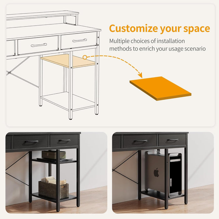 Modern 47 Inch Computer Desk With Storage And Drawers - ShipItFurniture