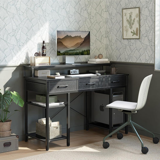 Modern 47 Inch Computer Desk With Storage And Drawers - ShipItFurniture