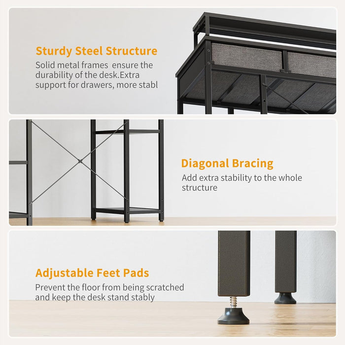 Modern 47 Inch Computer Desk With Storage And Drawers - ShipItFurniture