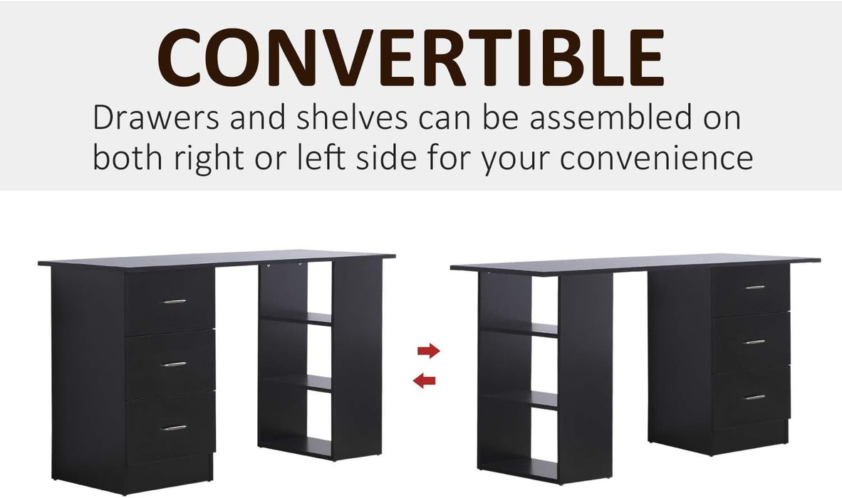 Modern 47 Inch Computer Desk With Storage Shelves - ShipItFurniture