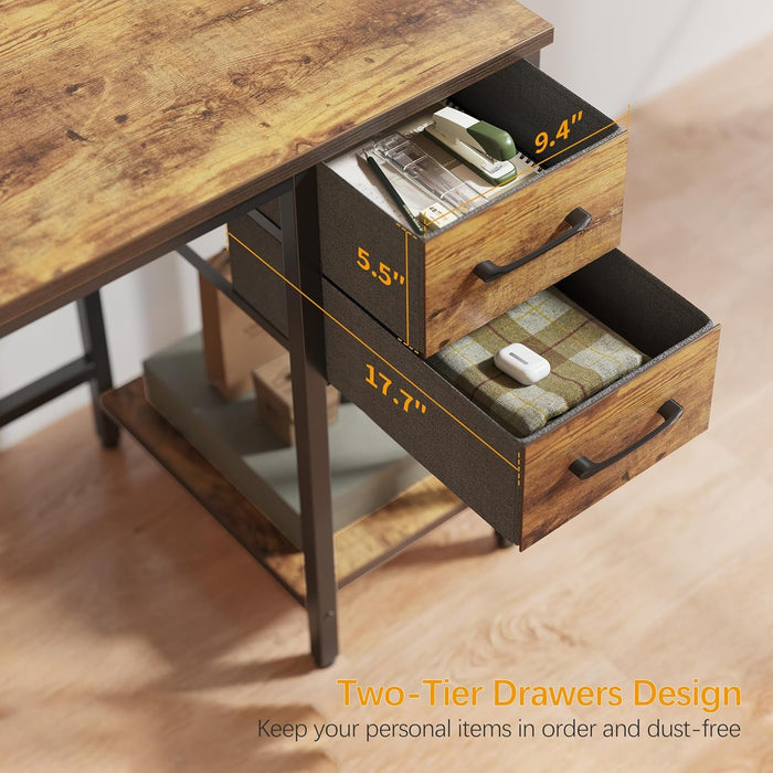 Modern 47 Inch Home Office Desk With Storage Drawers - ShipItFurniture