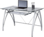 Modern 48 Inch Glass Computer Desk With Metal Frame - ShipItFurniture