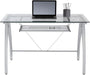 Modern 48 Inch Glass Computer Desk With Metal Frame - ShipItFurniture