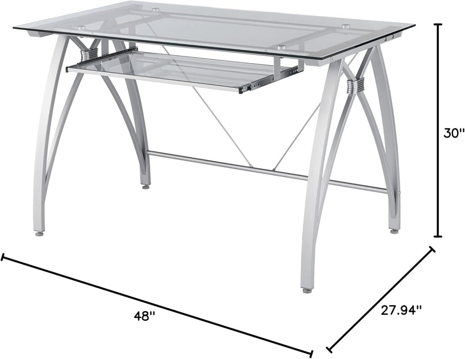 Modern 48 Inch Glass Computer Desk With Metal Frame - ShipItFurniture