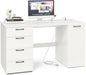 Modern 53 Inch White Computer Desk with Charging Station - ShipItFurniture