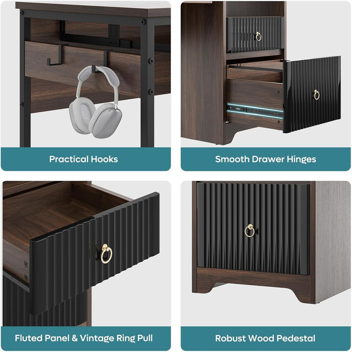 Modern 55 Inch Computer Desk with Storage and Tray - ShipItFurniture