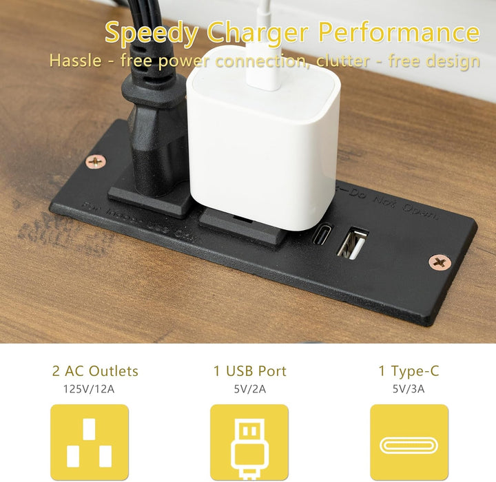 Modern 55 Inch Executive Desk with Charging Station - ShipItFurniture