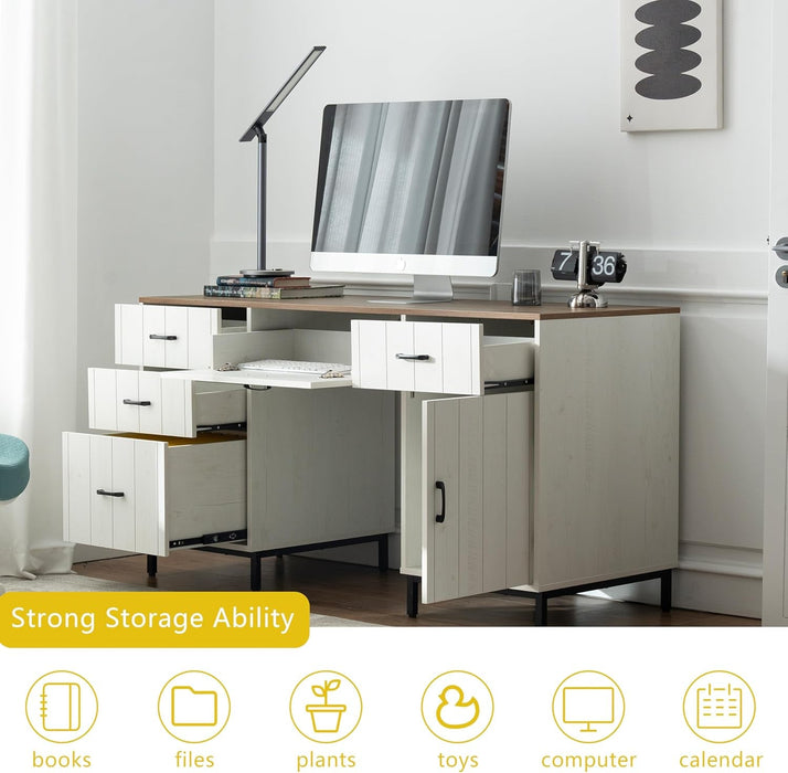 Modern 55 Inch Executive Desk with Charging Station - ShipItFurniture