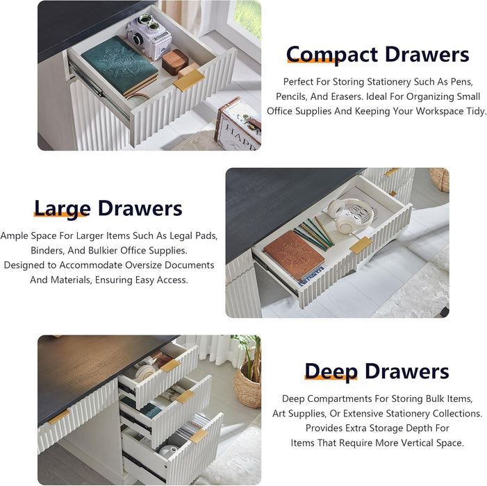 Modern 58 Inch Executive Desk with Storage and Drawers - ShipItFurniture