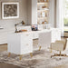 Modern 59 Inch White Executive Computer Desk with Drawers - ShipItFurniture