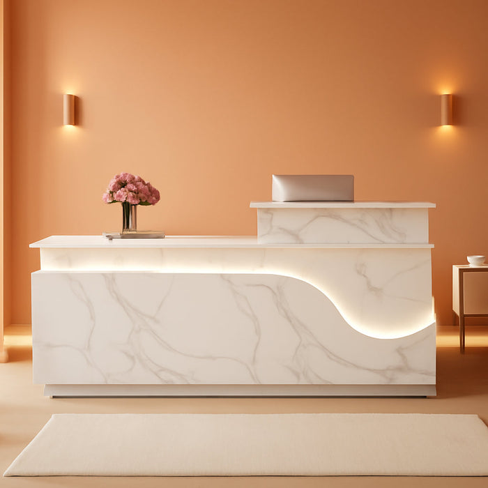 Modern 63 Inch Reception Counter with Lockable Drawer - ShipItFurniture